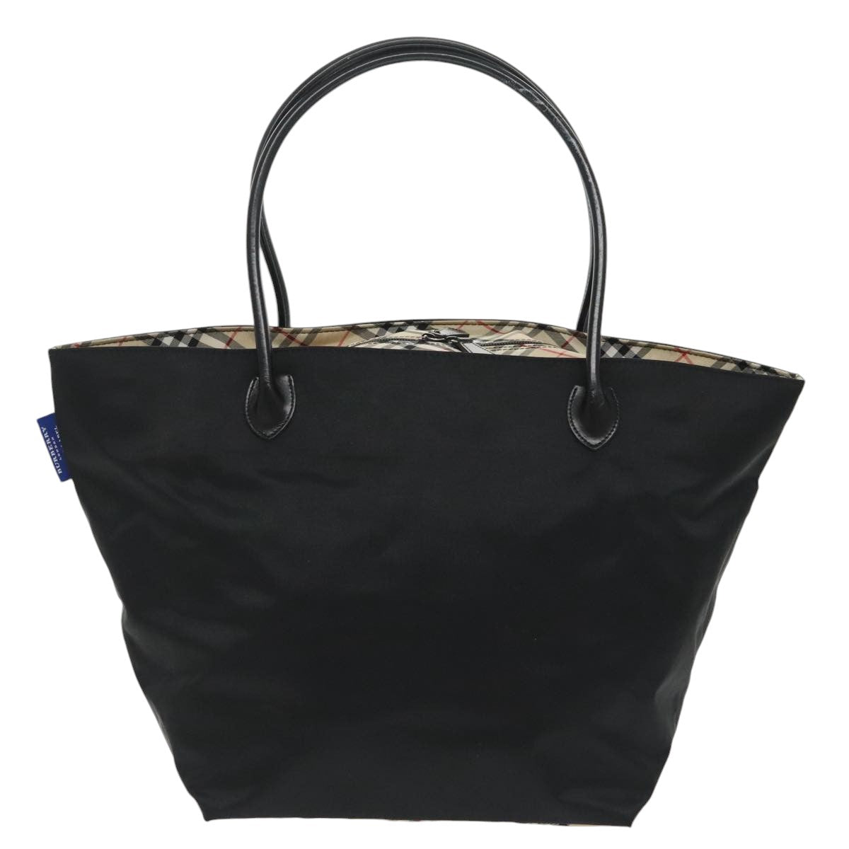 BURBERRY Blue Label Tote Bag Nylon Black Silver Auth ti2265