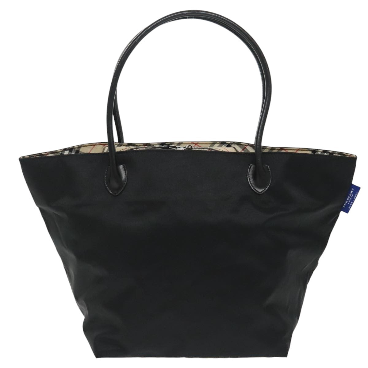 BURBERRY Blue Label Tote Bag Nylon Black Silver Auth ti2265 - 0