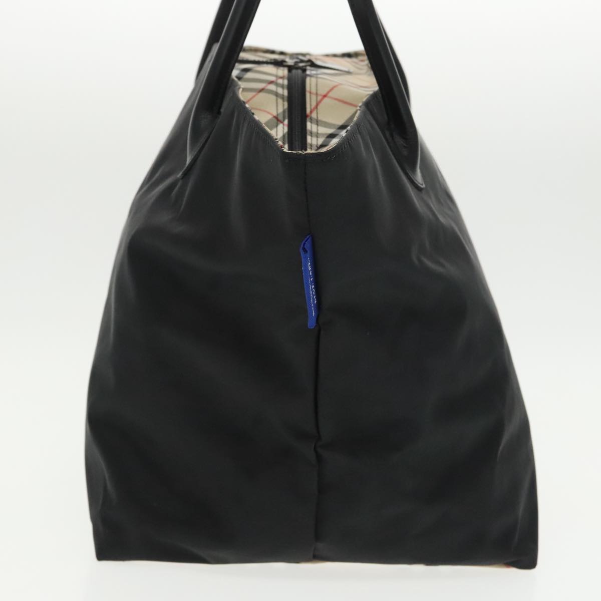 BURBERRY Blue Label Tote Bag Nylon Black Silver Auth ti2265