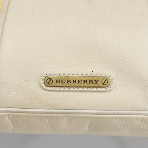 BURBERRY Shoulder Bag Leather White Auth ti2266