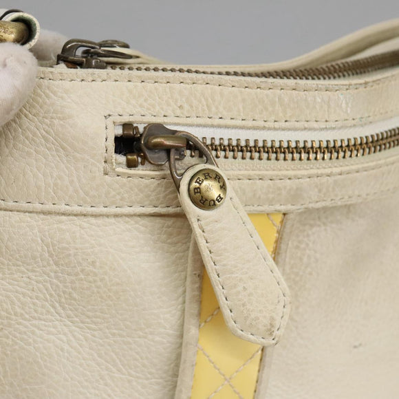 BURBERRY Shoulder Bag Leather White Auth ti2266