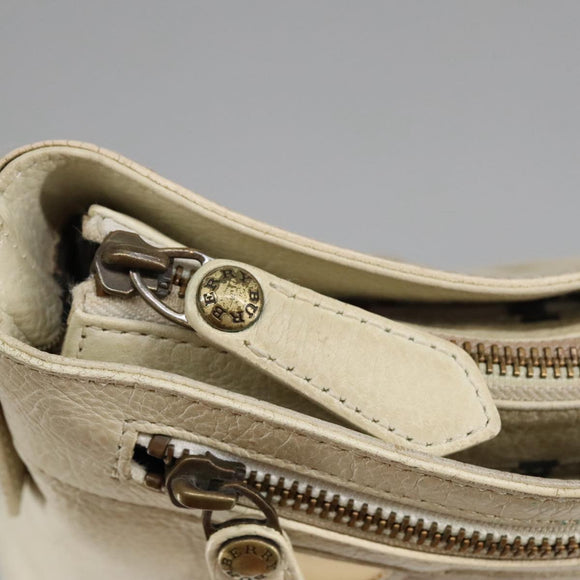 BURBERRY Shoulder Bag Leather White Auth ti2266
