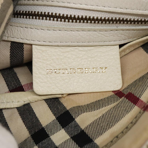 BURBERRY Shoulder Bag Leather White Auth ti2266