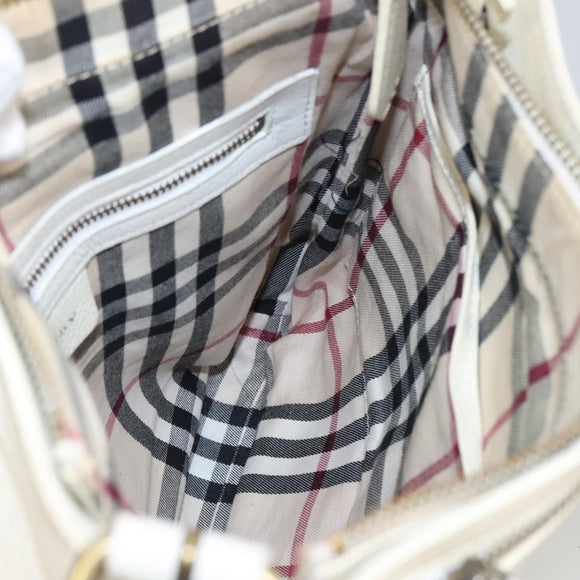 BURBERRY Shoulder Bag Leather White Auth ti2266