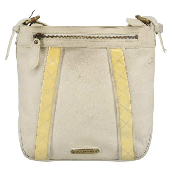 BURBERRY Shoulder Bag Leather White Auth ti2266