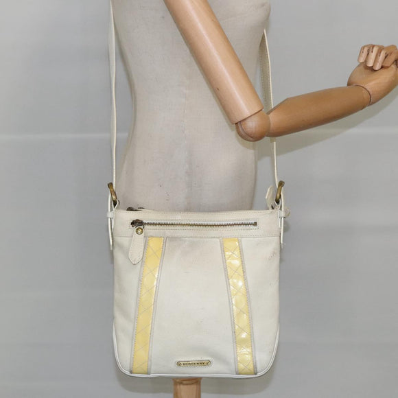 BURBERRY Shoulder Bag Leather White Auth ti2266