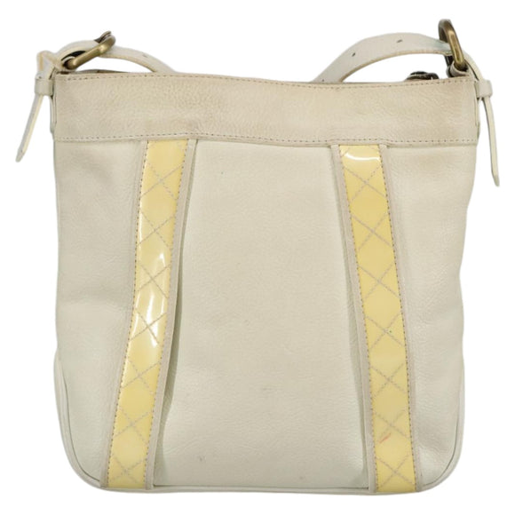 BURBERRY Shoulder Bag Leather White Auth ti2266