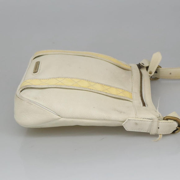 BURBERRY Shoulder Bag Leather White Auth ti2266