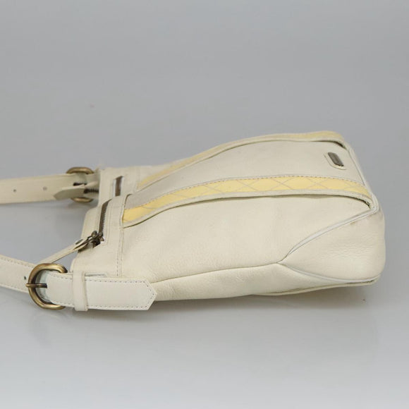 BURBERRY Shoulder Bag Leather White Auth ti2266