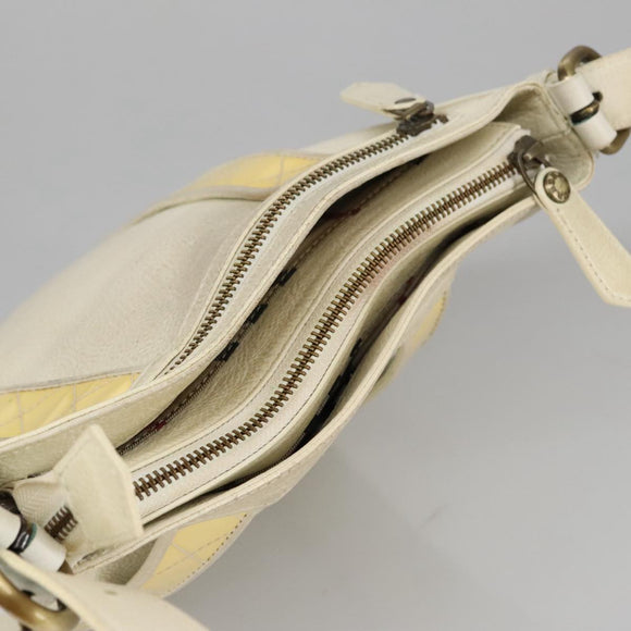 BURBERRY Shoulder Bag Leather White Auth ti2266