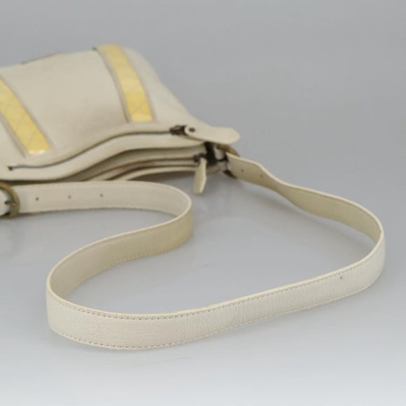 BURBERRY Shoulder Bag Leather White Auth ti2266