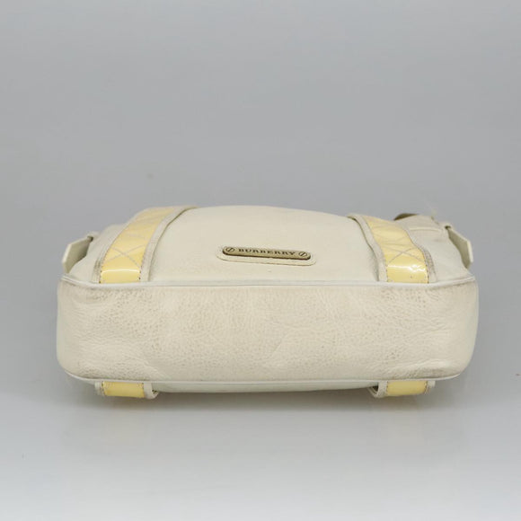 BURBERRY Shoulder Bag Leather White Auth ti2266
