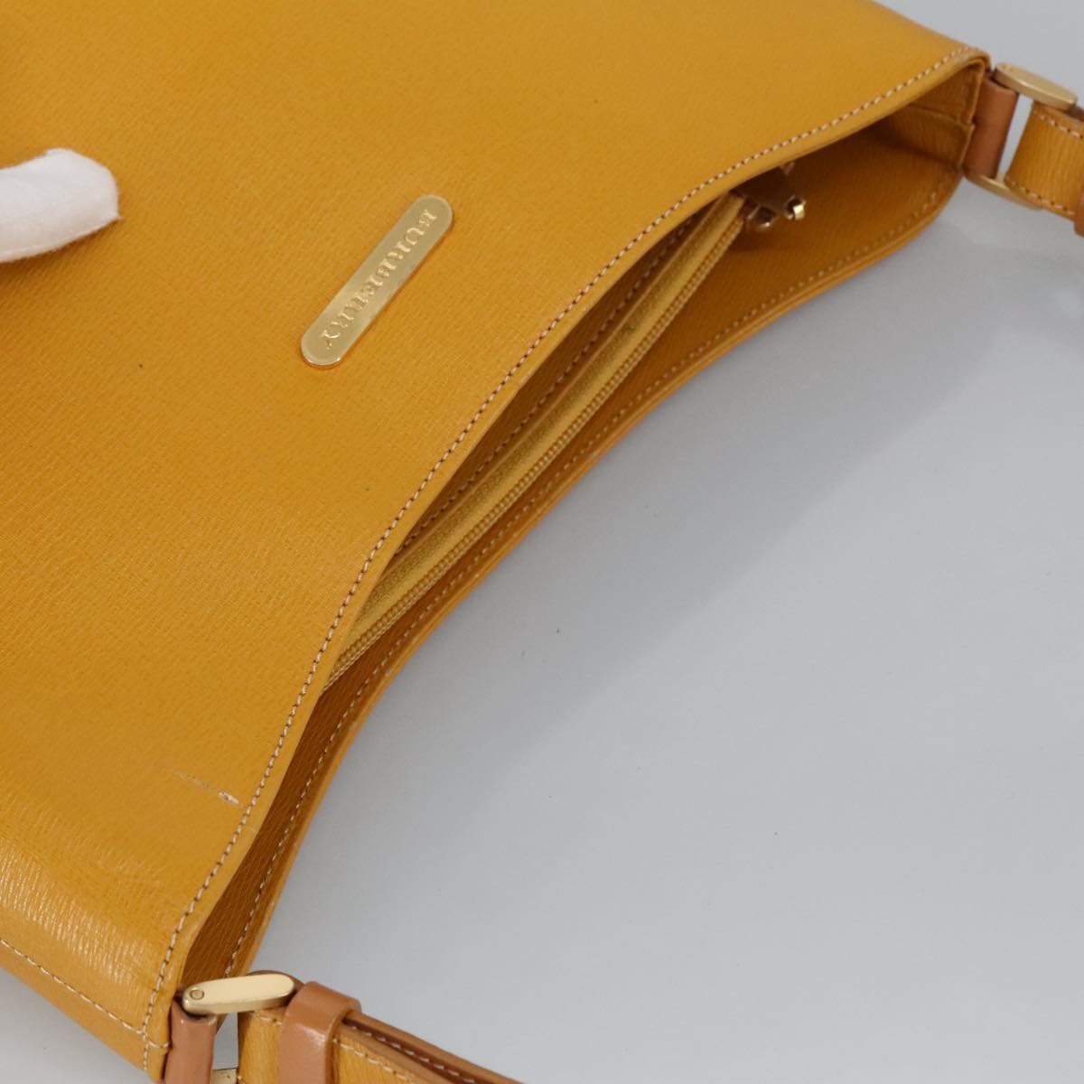 BURBERRY Shoulder Bag Leather Yellow Gold Auth ti2267