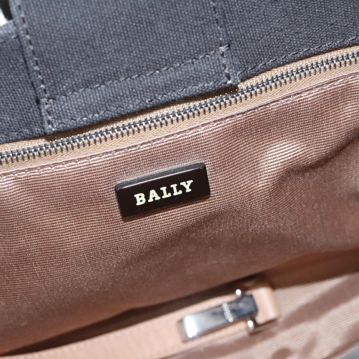 BALLY Shoulder Bag Leather Beige Silver Auth ti2272