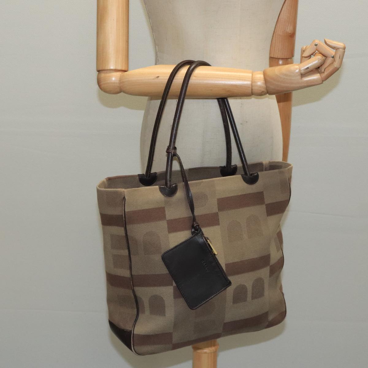 BALLY Tote Bag Canvas Beige Auth ti2273