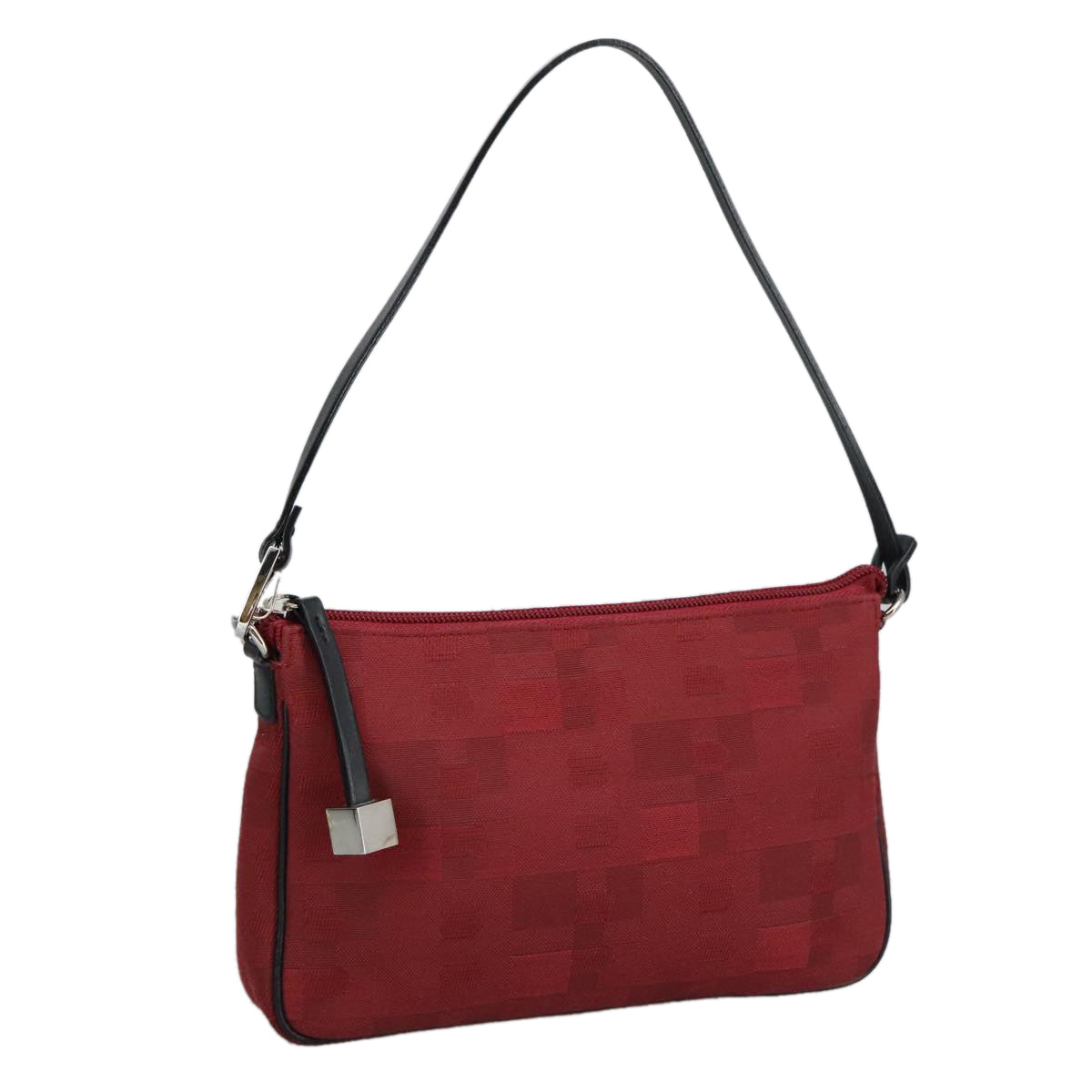 BALLY Hand Bag Canvas Silver Red Auth ti2275