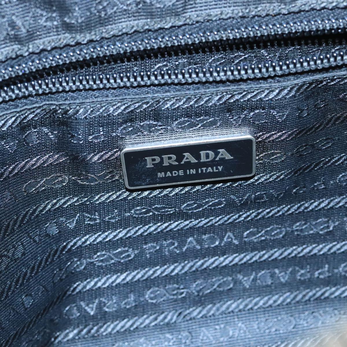 PRADA Hand Bag Nylon Leather Silver Black Auth ti2277