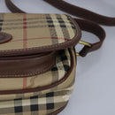 Burberrys Nova Check Shoulder Bag Leather Beige Auth ti2284-14