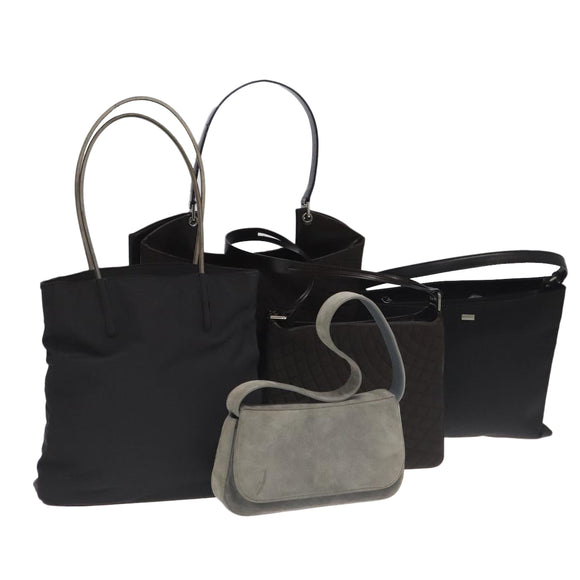 BALLY Shoulder Bag Leather nylon 5 Set Black Gray Brown Auth ti2286