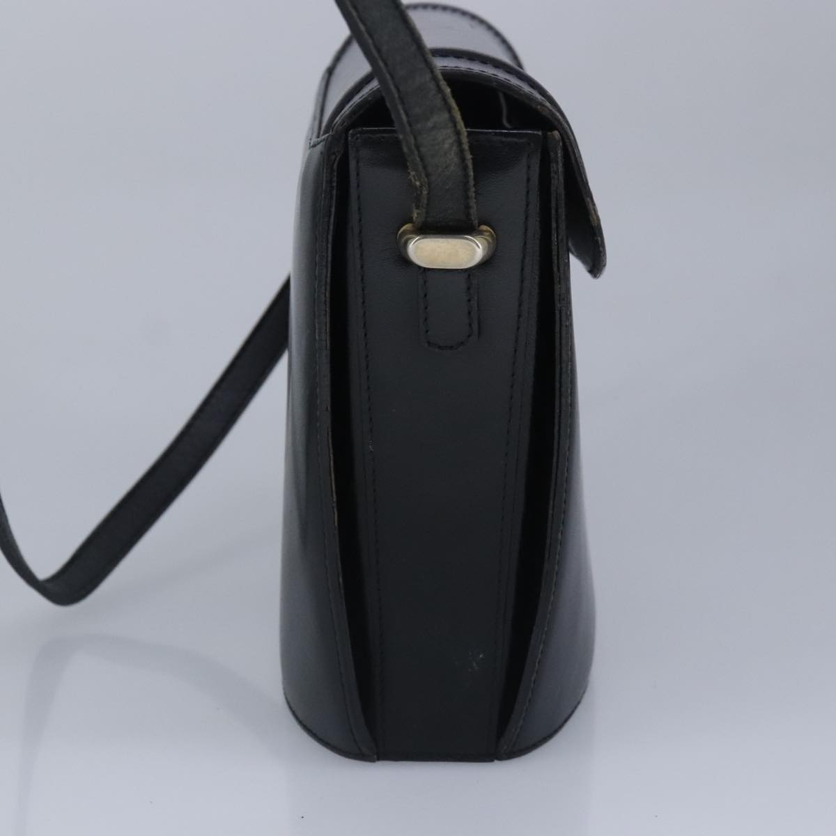 BALLY Shoulder Bag Leather Black Auth ti2287