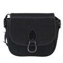 BALLY Shoulder Bag Leather Black Auth ti2288-13