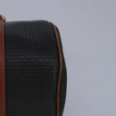 BALLY Hand Bag PVC Leather Black Brown Auth ti2289-14