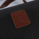 BALLY Hand Bag PVC Leather Black Brown Auth ti2289-10