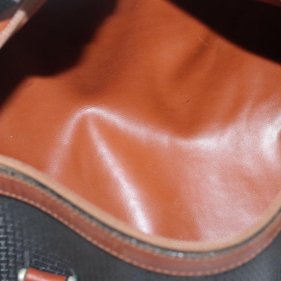 BALLY Hand Bag PVC Leather Black Brown Auth ti2289