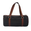BALLY Hand Bag PVC Leather Black Brown Auth ti2289-2