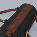 BALLY Hand Bag PVC Leather Black Brown Auth ti2289-6