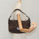 BALLY Shoulder Bag Suede Leather Brown Silver Auth ti2290-22