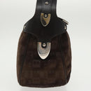 BALLY Shoulder Bag Suede Leather Brown Silver Auth ti2290-5