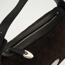 BALLY Shoulder Bag Suede Leather Brown Silver Auth ti2290-6