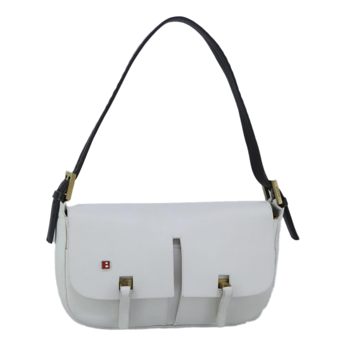 BALLY Shoulder Bag Leather White Auth ti2291