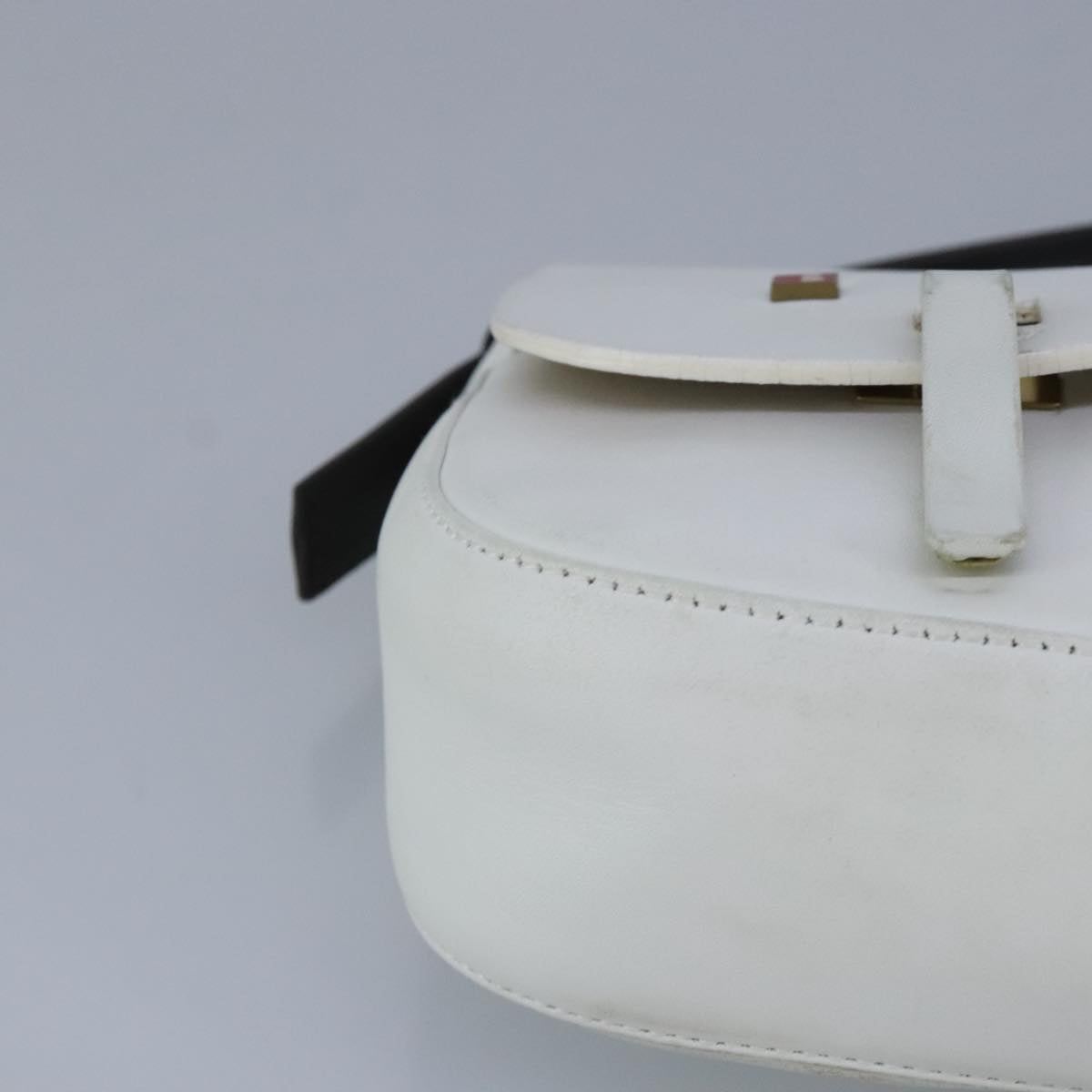 BALLY Shoulder Bag Leather White Auth ti2291