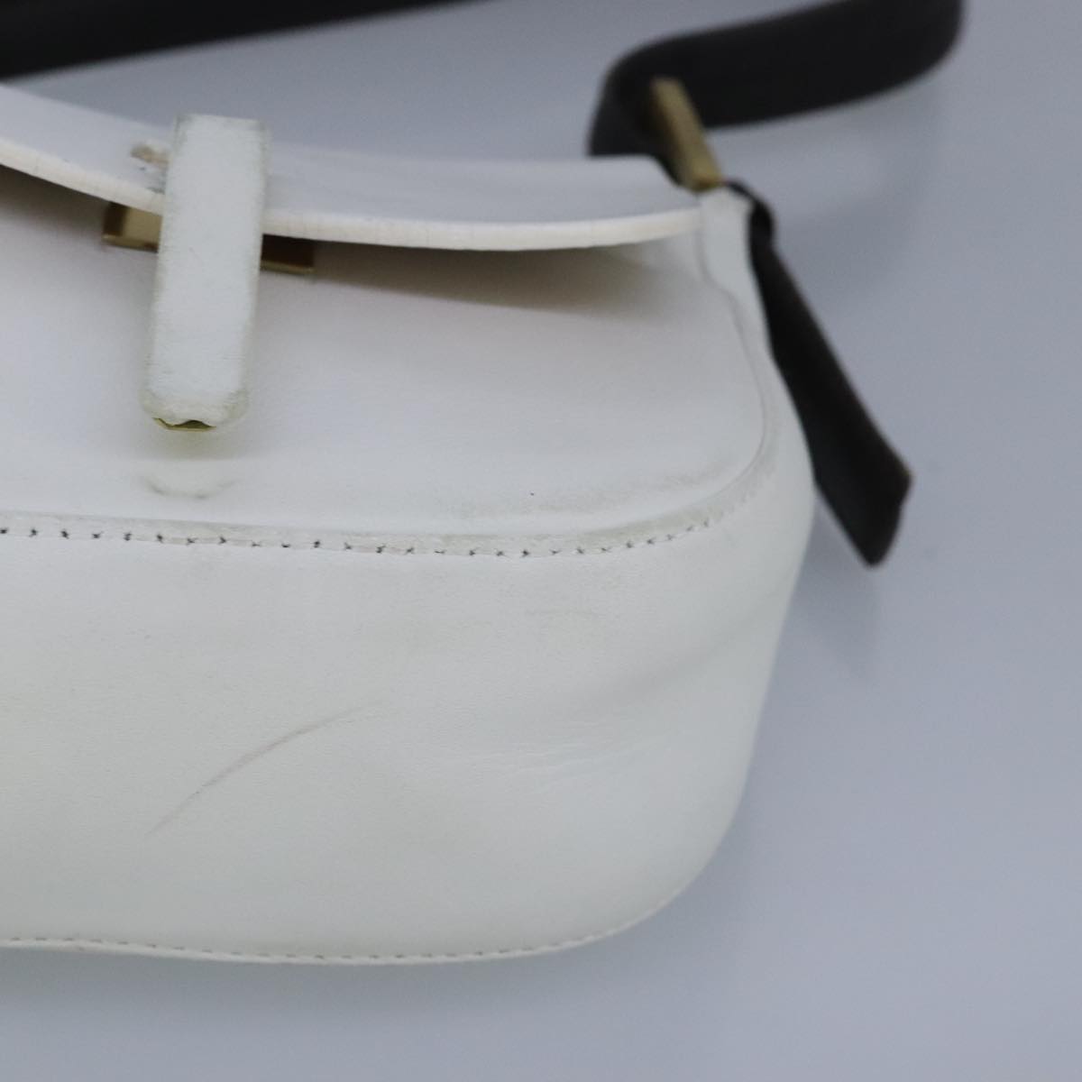 BALLY Shoulder Bag Leather White Auth ti2291