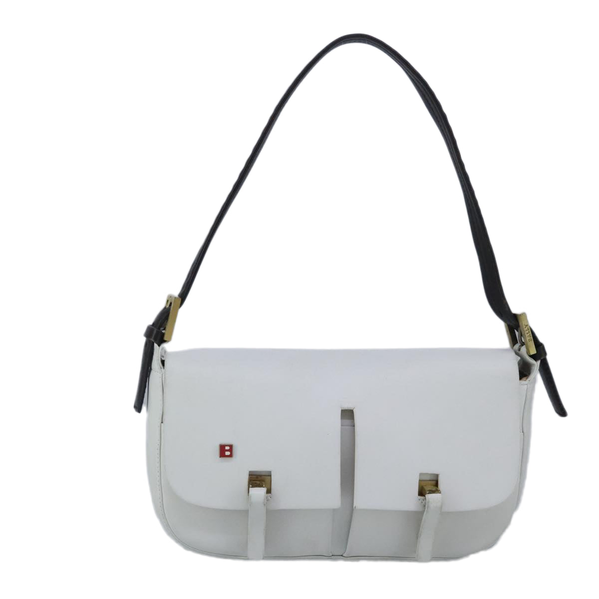 BALLY Shoulder Bag Leather White Auth ti2291