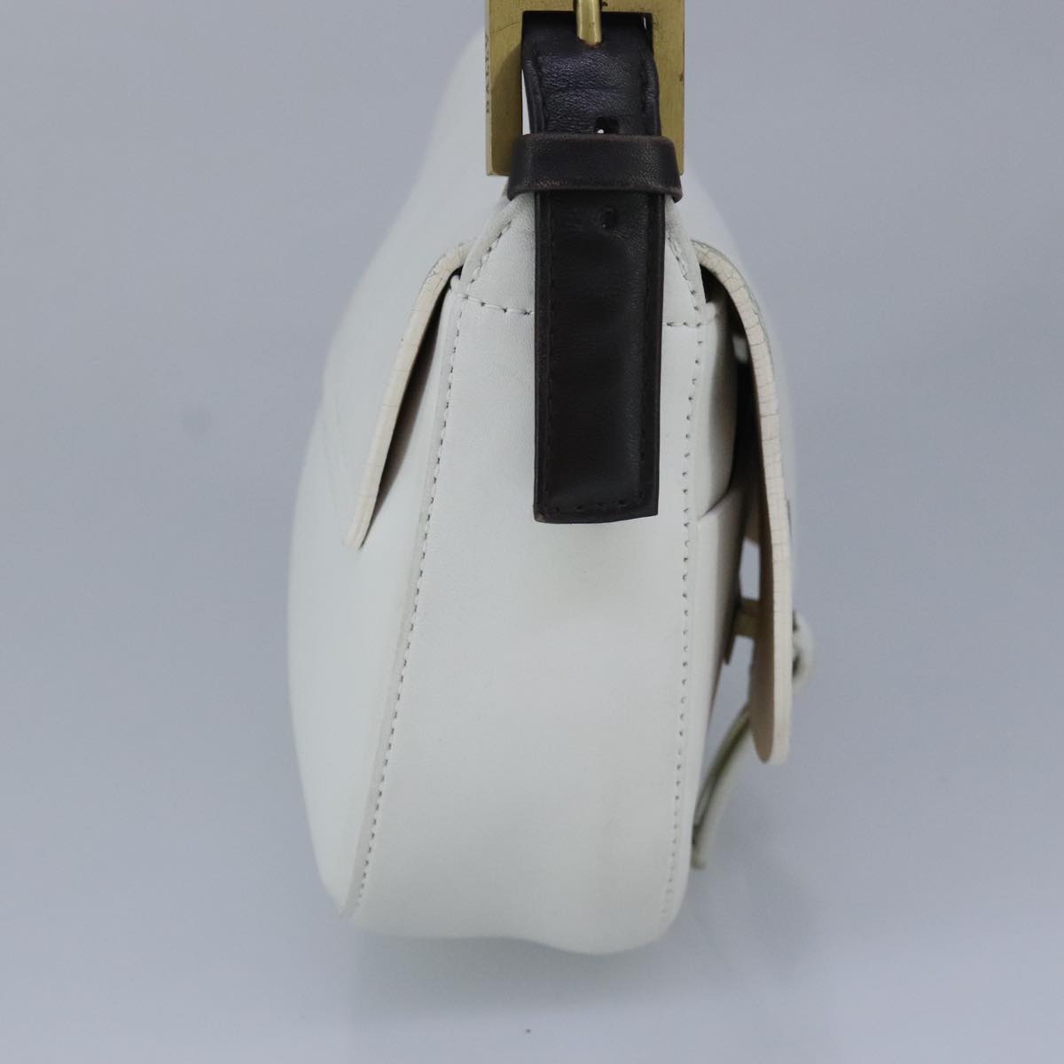 BALLY Shoulder Bag Leather White Auth ti2291