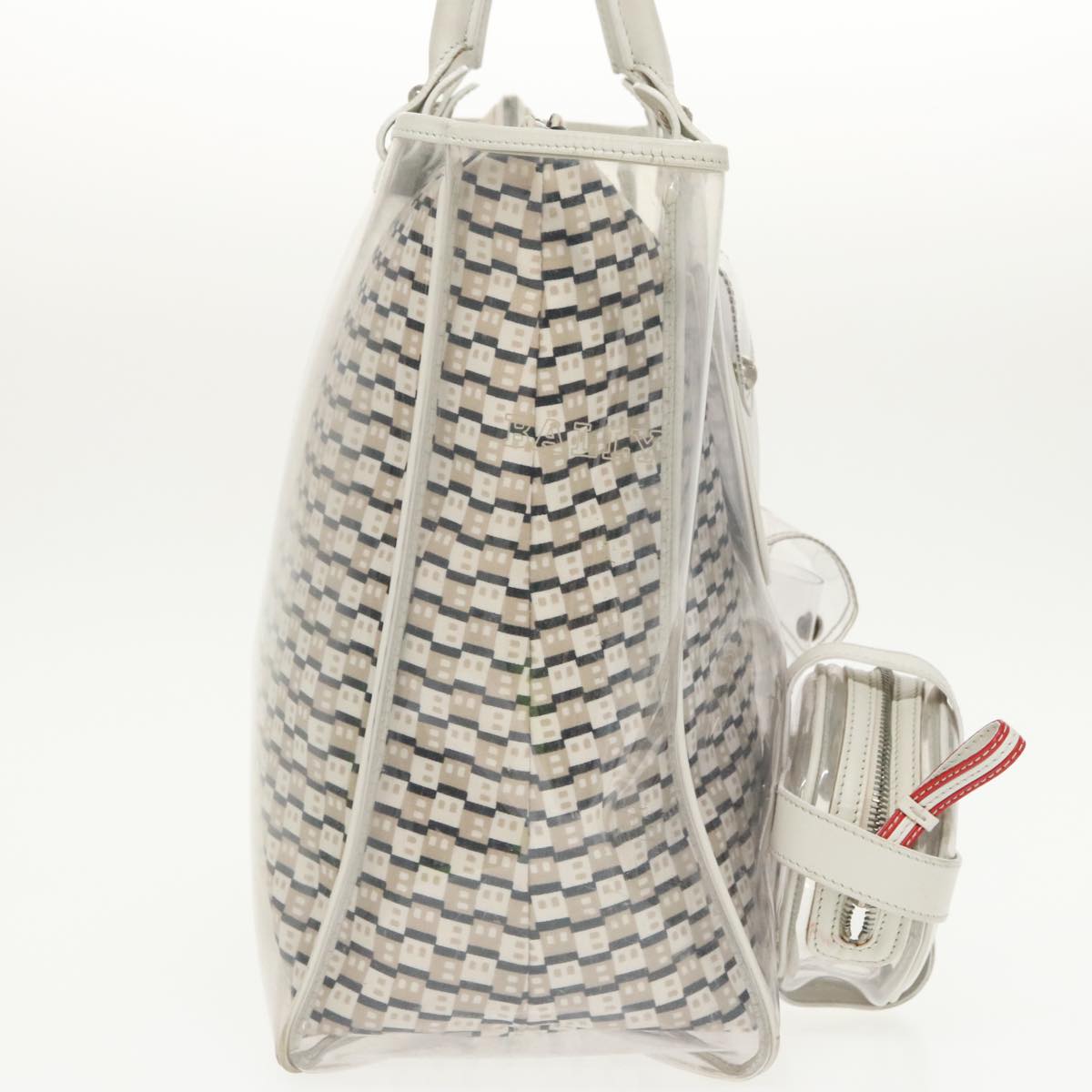 BALLY Tote Bag Vinyl Clear Silver Auth ti2292