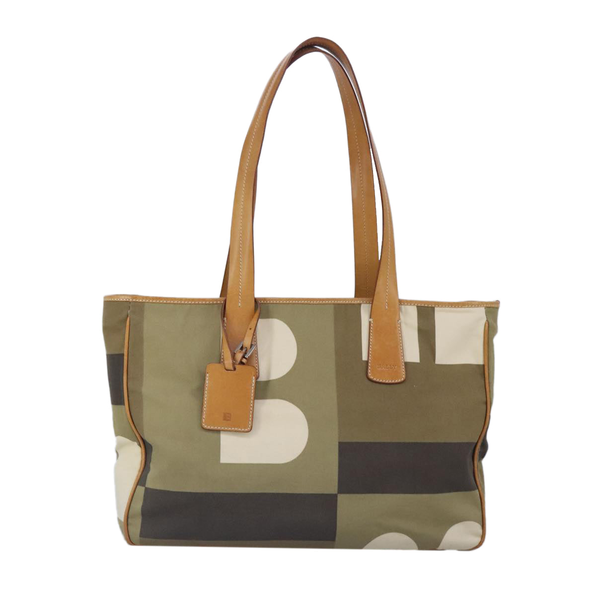 BALLY Shoulder Bag Canvas Beige Khaki Auth ti2293