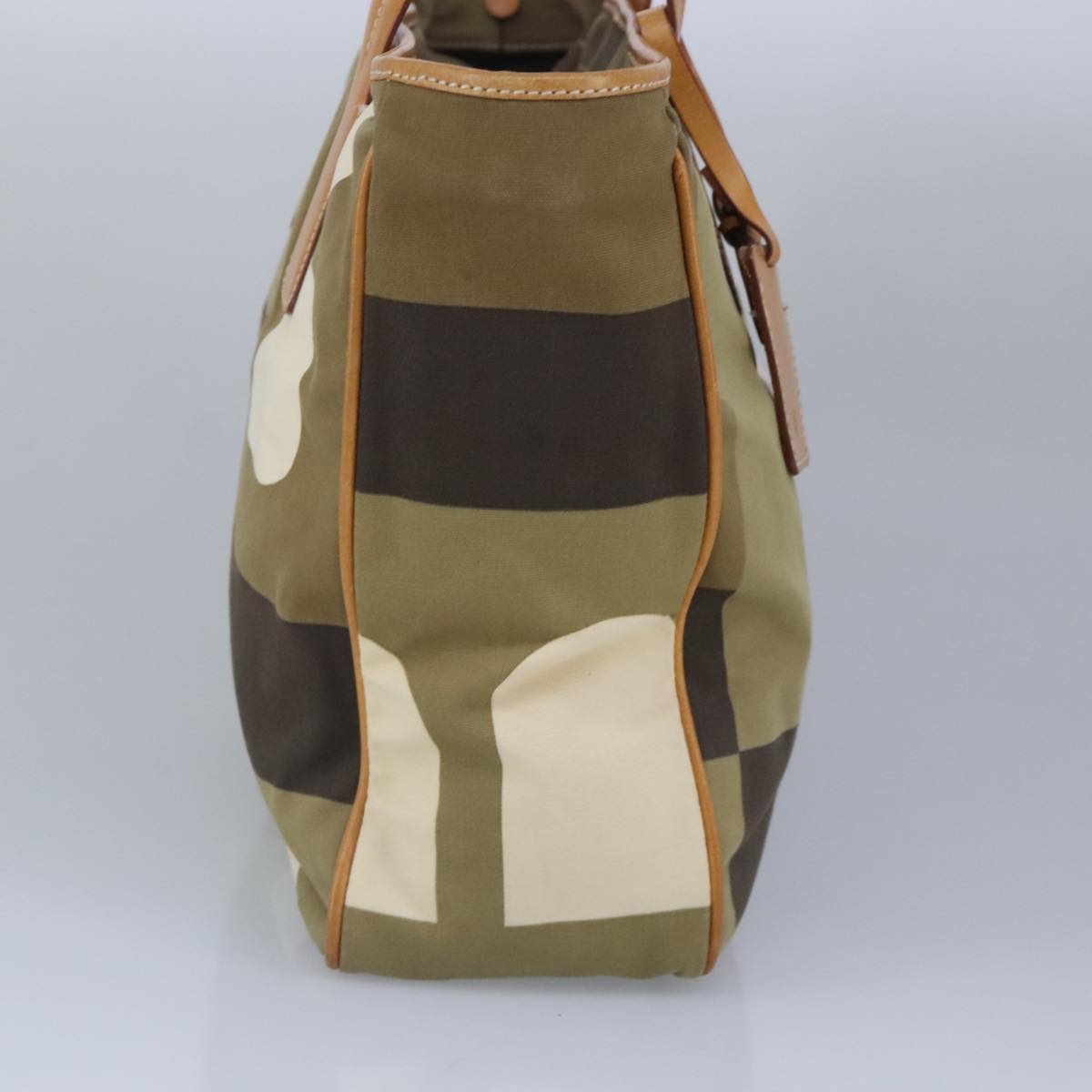 BALLY Shoulder Bag Canvas Beige Khaki Auth ti2293