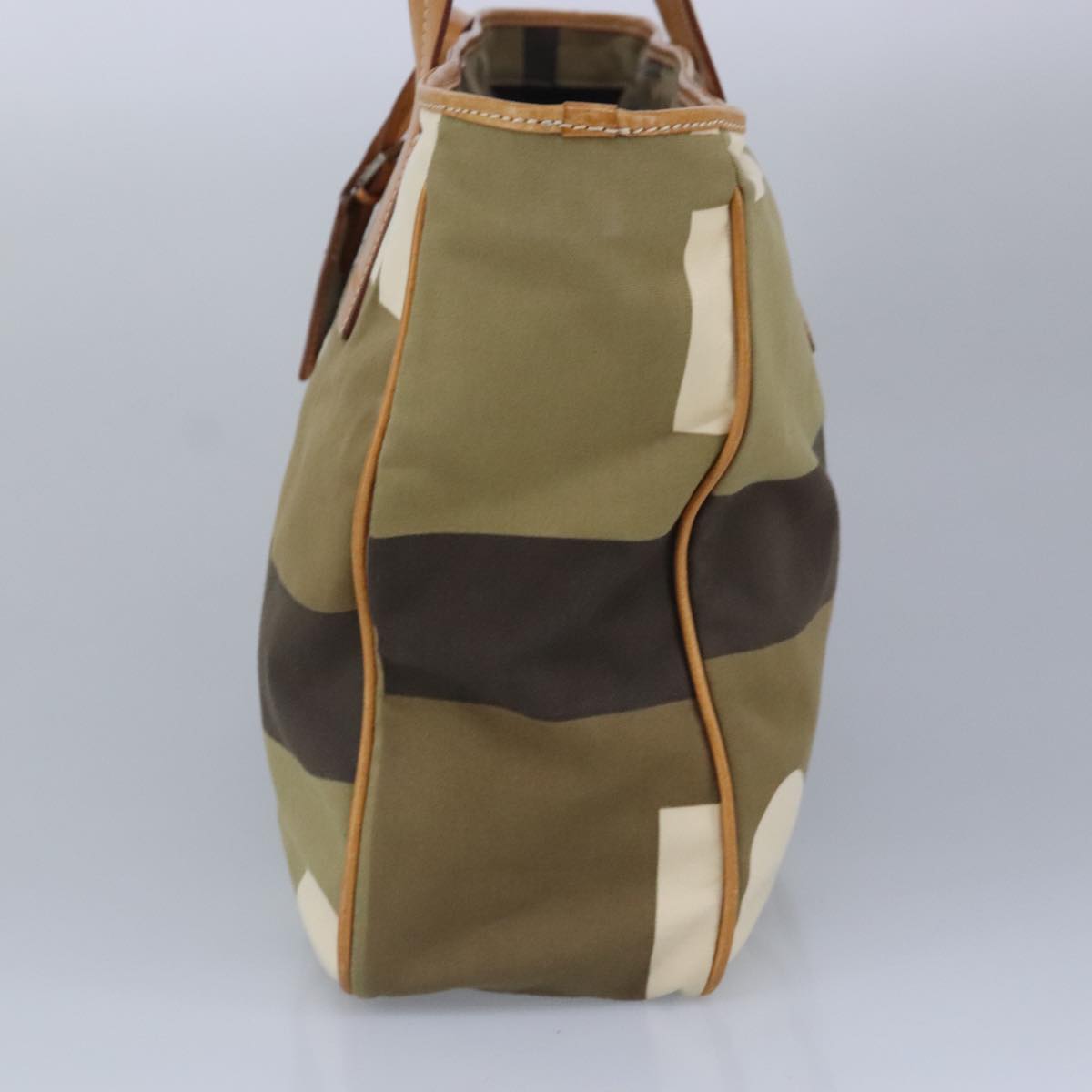 BALLY Shoulder Bag Canvas Beige Khaki Auth ti2293