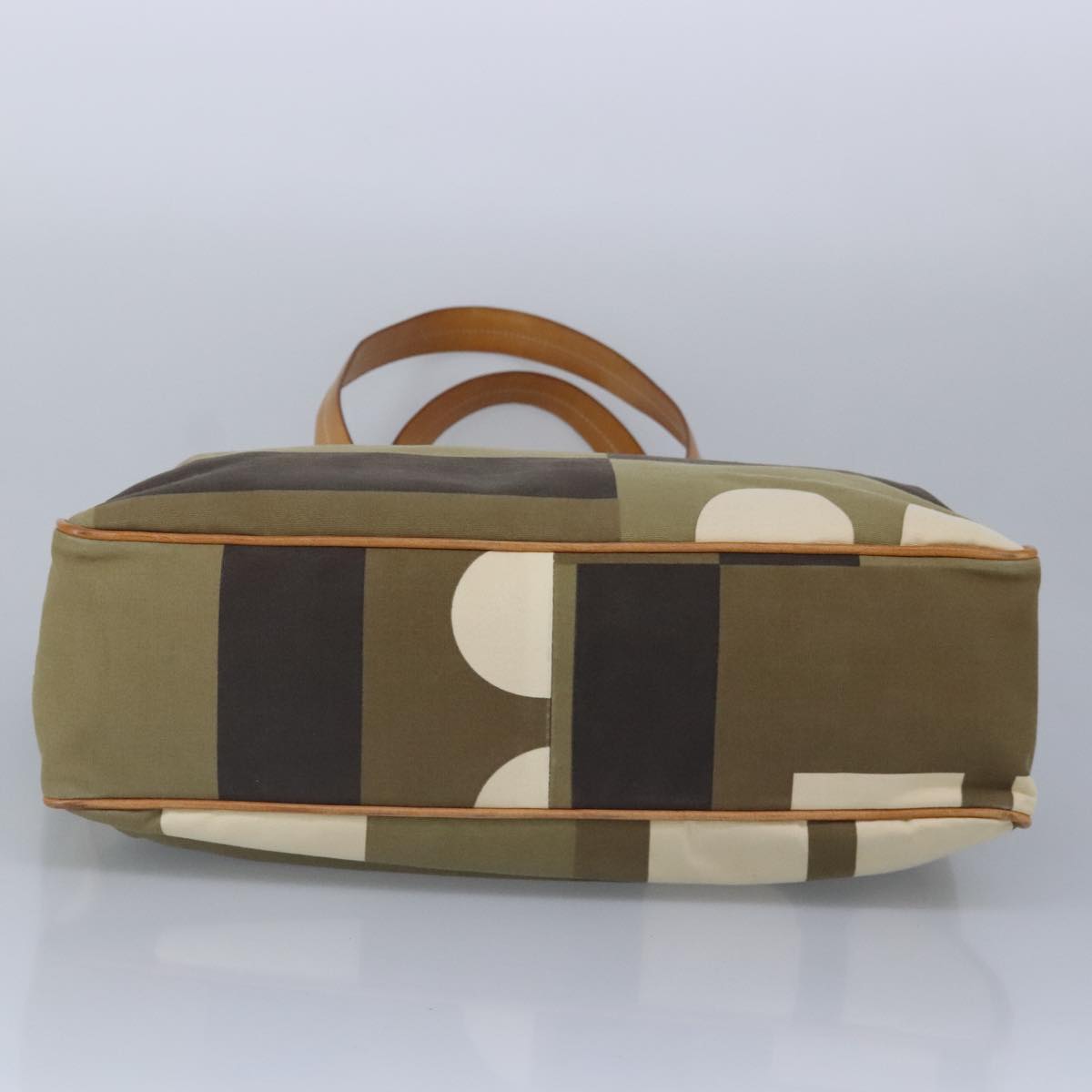 BALLY Shoulder Bag Canvas Beige Khaki Auth ti2293