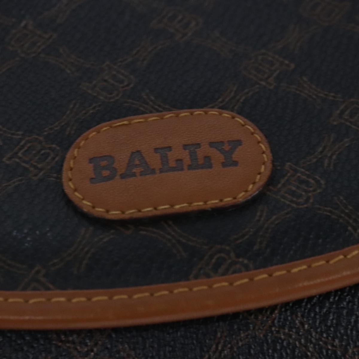 BALLY Shoulder Bag Leather Black Auth ti2294