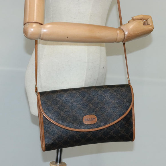 BALLY Shoulder Bag Leather Black Auth ti2294