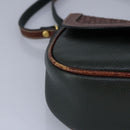 BALLY Shoulder Bag Leather Brown Green Auth ti2296-9