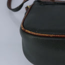 BALLY Shoulder Bag Leather Brown Green Auth ti2296-15