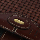 BALLY Shoulder Bag Leather Brown Green Auth ti2296-17