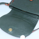 BALLY Shoulder Bag Leather Brown Green Auth ti2296-10
