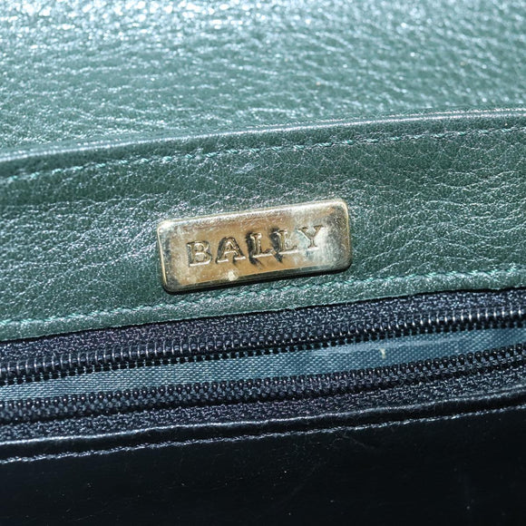 BALLY Shoulder Bag Leather Brown Green Auth ti2296